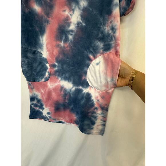 Rue 21 dress with a tie-dye pattern in pink, blue, and white short sleeves med - Picture 2 of 9